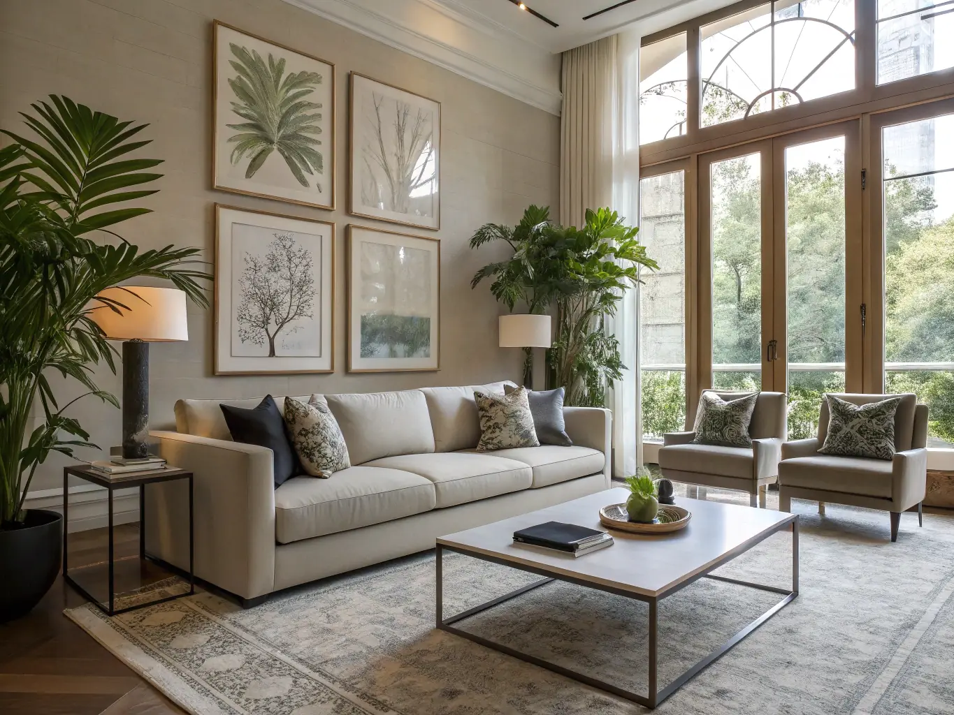 A modern living room interior with stylish furniture and decor, showcasing local interior design services.